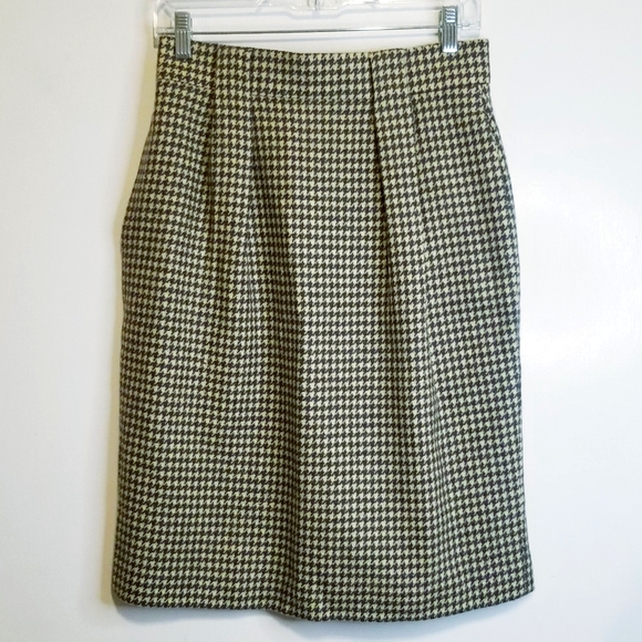 Vintage Jones New York Houndstooth 100% Pure Wool Skirt - Picture 1 of 15